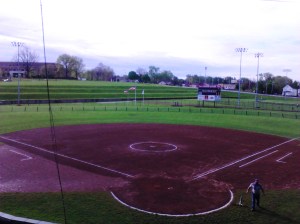 Firestone Stadium on Monday of the USCAA Softball National Championship. The weather taken here was the nicest it would be all tournament long in Akron.