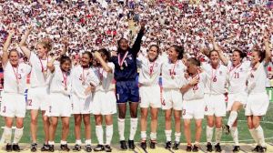 The United States Women's Soccer Team celebrates winning the 1999 FIFA Women's World Cup. Photo Credit: Getty