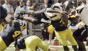 Appalachian State, led by QB Armanti Edwards, upset Michigan 34-32 in 2007. Photo Credit: AP