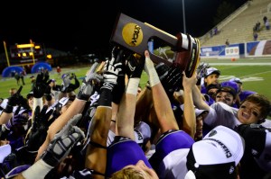 Wisconsin-Whitewater players celebrate winning the 2013 Division III national championship. Photo Credit: Bob Donnan - USA Today Sports